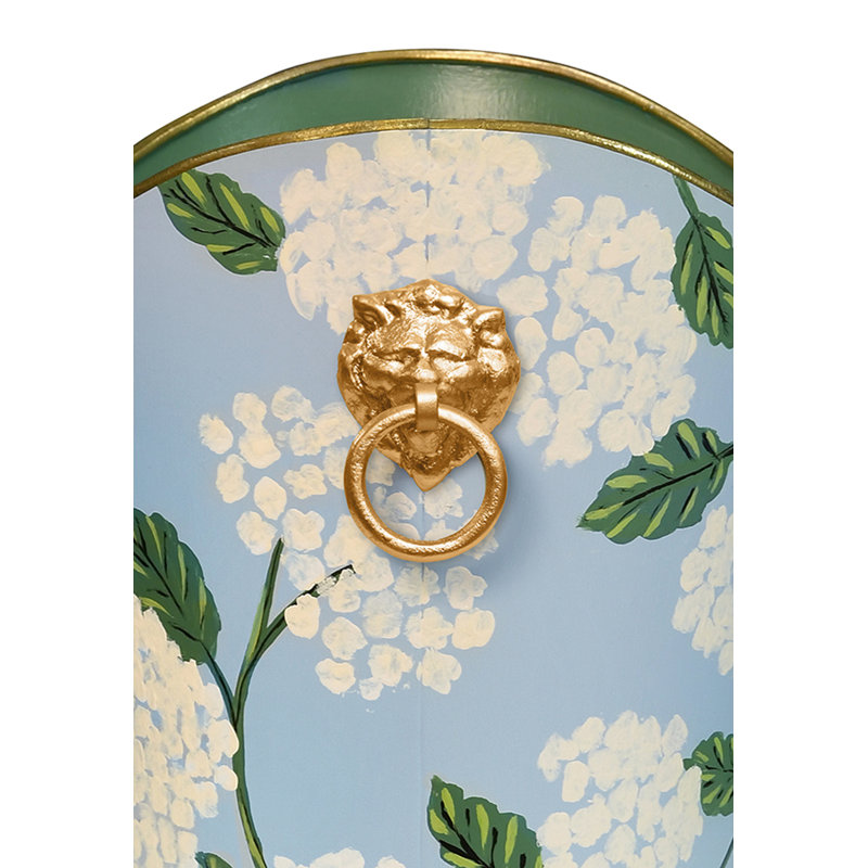 Small Oval Wastebasket with Raised Ends and Lion Handles
