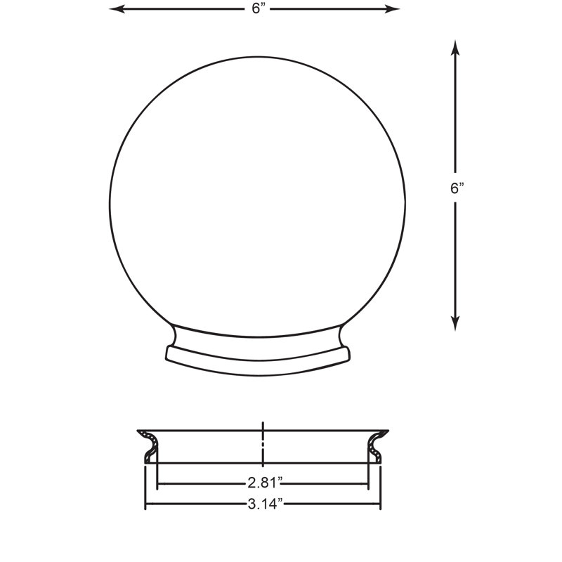 Solus 6" Smooth Acrylic Globes Fitter Neck (4-Pack) - No Fixture Included, Bronze