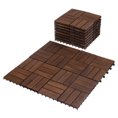 VG12 FresGard Interlocking Deck Tiles 12"x12"x0.94'' Acacia Wood for Outdoor & Indoor Floor Tile