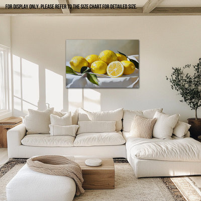 Lemon Wall Art, Kitchen Wall Decor, Italian Fruit Canvas Wall Art Prints, Mediterranean Lemon Pictures for Kitchen, Vintage Artwork Poster, Framed Kitchen Art Wall Decor Ready to Hang 24" × 32"