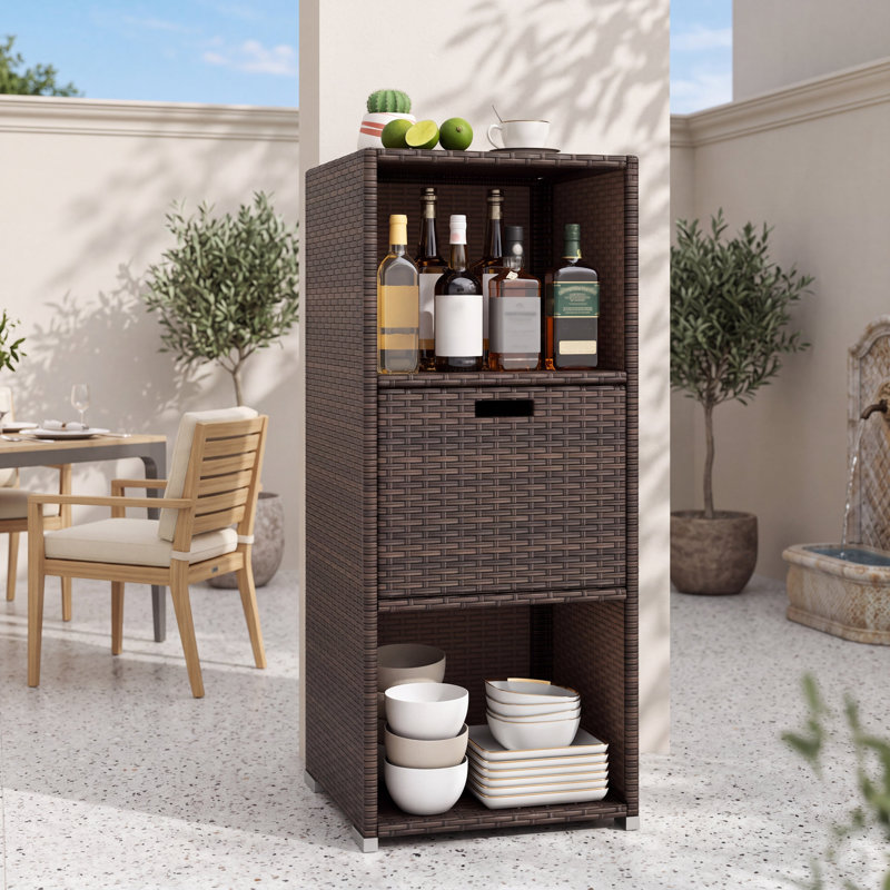 Armoire de rangement extérieure en osier, Brown