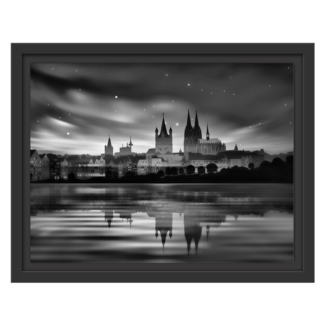 Gerahmtes Wandbild Polarlichter Skyline Köln