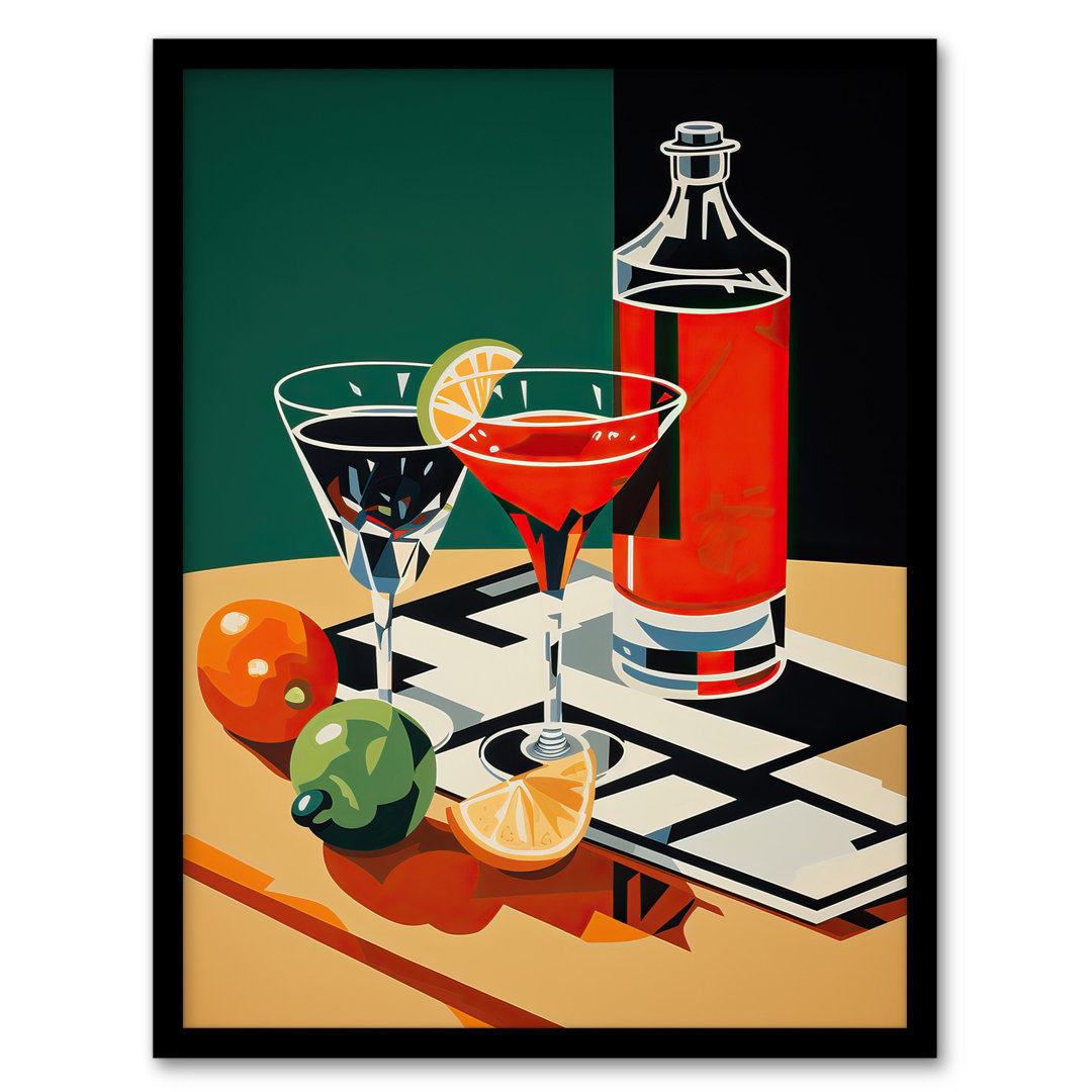 That Friday Feeling Negroni Aperitif Drinks Red Green - Single Picture Frame Print