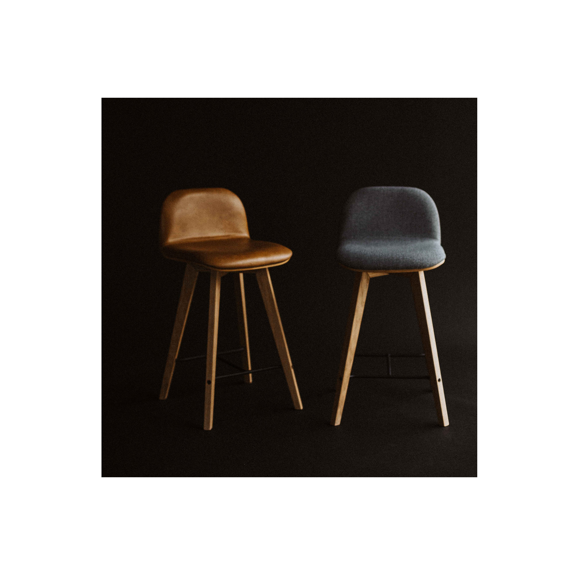 Caspian Counter & Bar Stool, Counter Stool (25.5” Seat Height), Brown Top Grain Leather