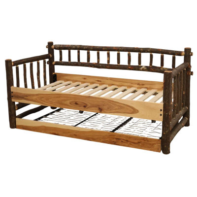  Hickory Log Daybed - with Roll Out Trundle - Slate - Includes Slat Roll