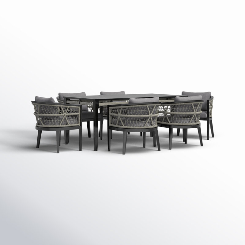 Elvina 66'' Rectangular 6 - Person Outdoor Dining Set with Cushions