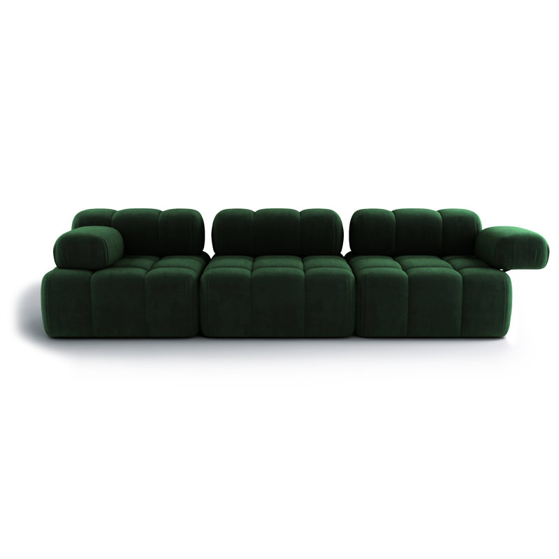 3 Seater Velvet Sectional, Green