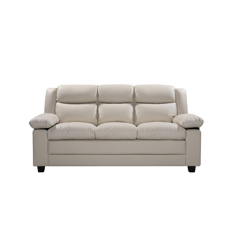 3 Seater Faux Leather Sofa, Cream