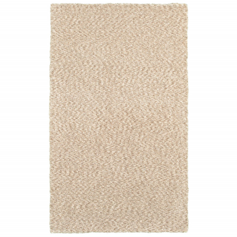Deryl Solid Colour Machine Made Rectangle 5' x 7' Polyester Area Rug in Tan