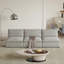 Chaise modulaire sans accoudoirs en chenille beige clair gris avec base en acier inoxydable