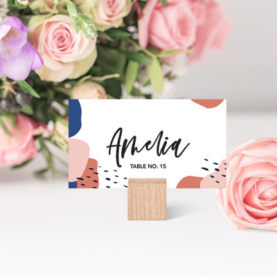 Cartes de place de formes abstraites en terre cuite pour tables de fête de mariage, places assises de nom pour les supports, paquet de 60