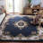 Aubusson Hand Tufted Wool/Cotton Floral Rug in Dark Blue/Ivory-606494392