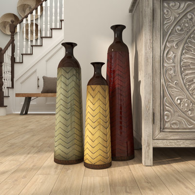 Grand vase de sol décoratif en métal multicolore émaillé Waltham