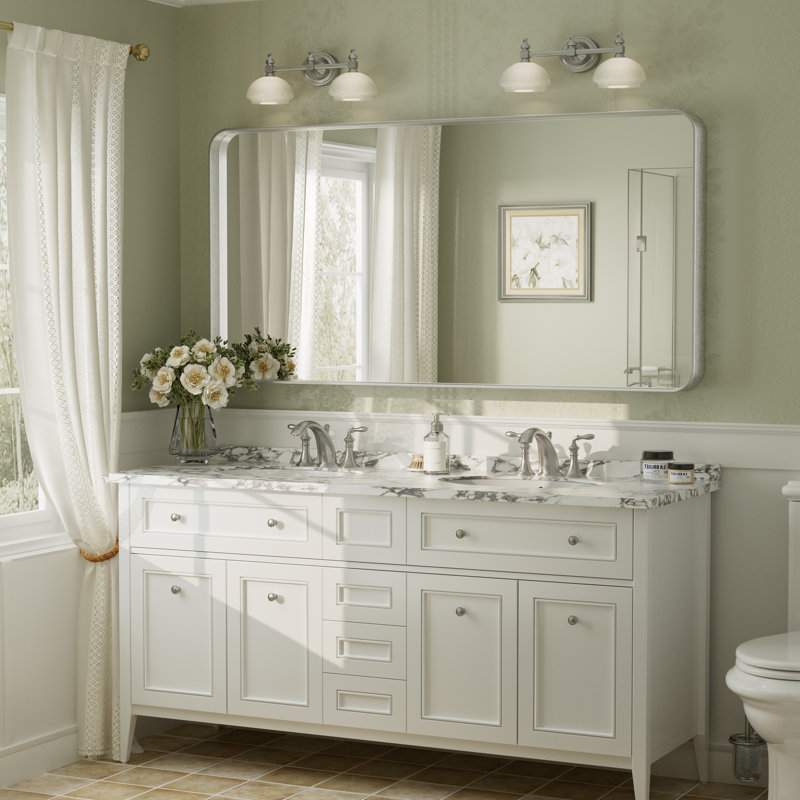 Miroir mural Aevar, 60 po x 30 po, Argent brossé