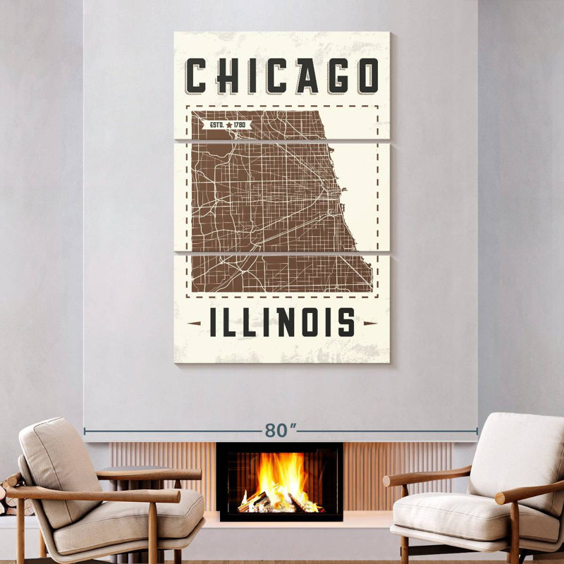 Aliaz Chicago Map, 74" H x 48" W