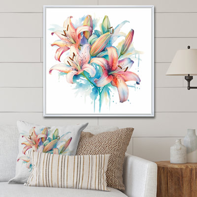 Aquarelle élégante lis pureté III sur toile