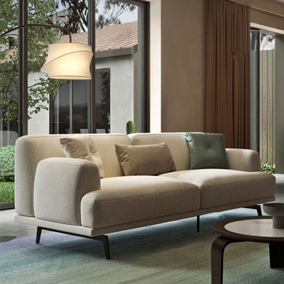 70.87" Beige Cotton and linen Standard Sofa cushion couch