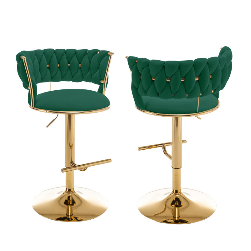 Tabouret de bar pivotant à hauteur réglable Henbury, Vert émeraude