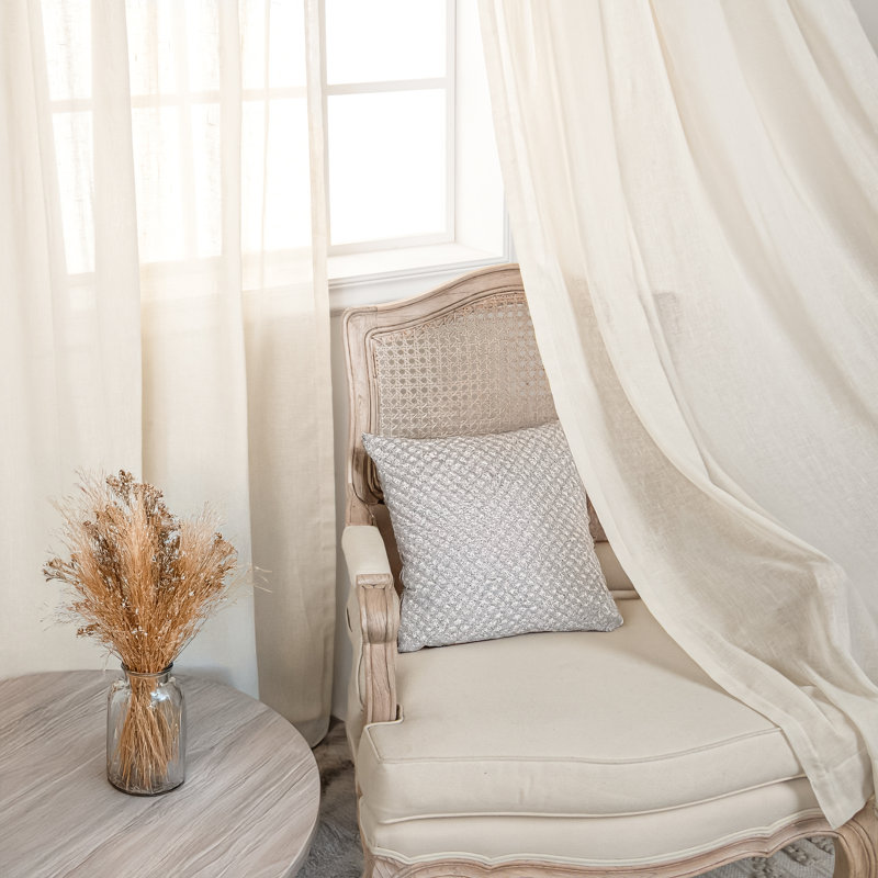 Elyse Sheer Curtain Panel Pair, Natural, 58" W x 84" L