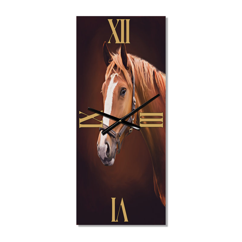 Portrait d'un cheval brun avec horloge murale II, Petit