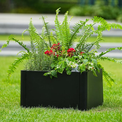 Boîte à fleurs rectangulaire en métal avec trous de drainage 20 à 70 po, ensemble de jardin surélevé Snap-On