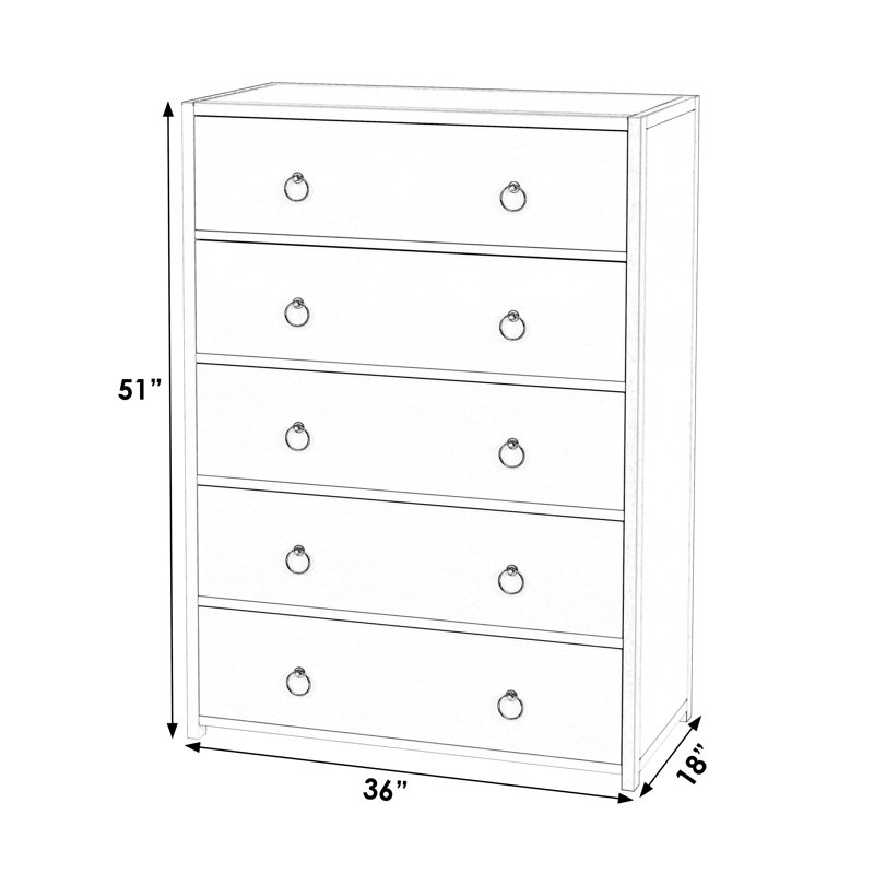 Lark 5 Drawer Dresser, Black