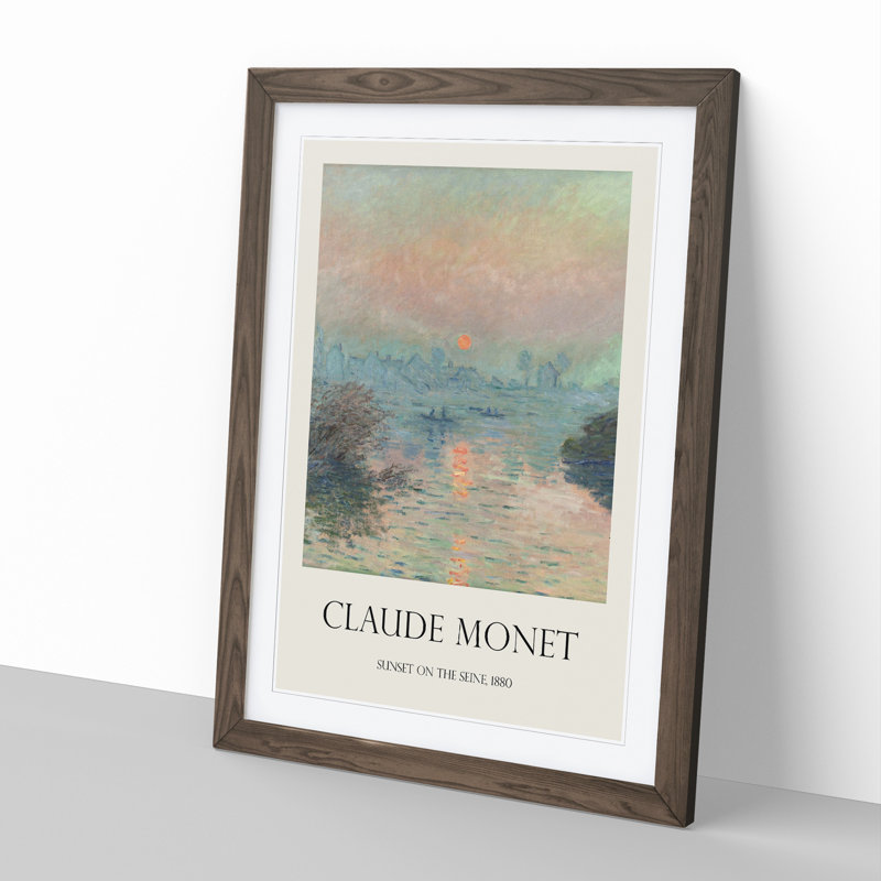 Sun Setting On The Seine by Claude Monet Framed Print, 36cm H x 27cm W x 2cm D, Walnut Framed