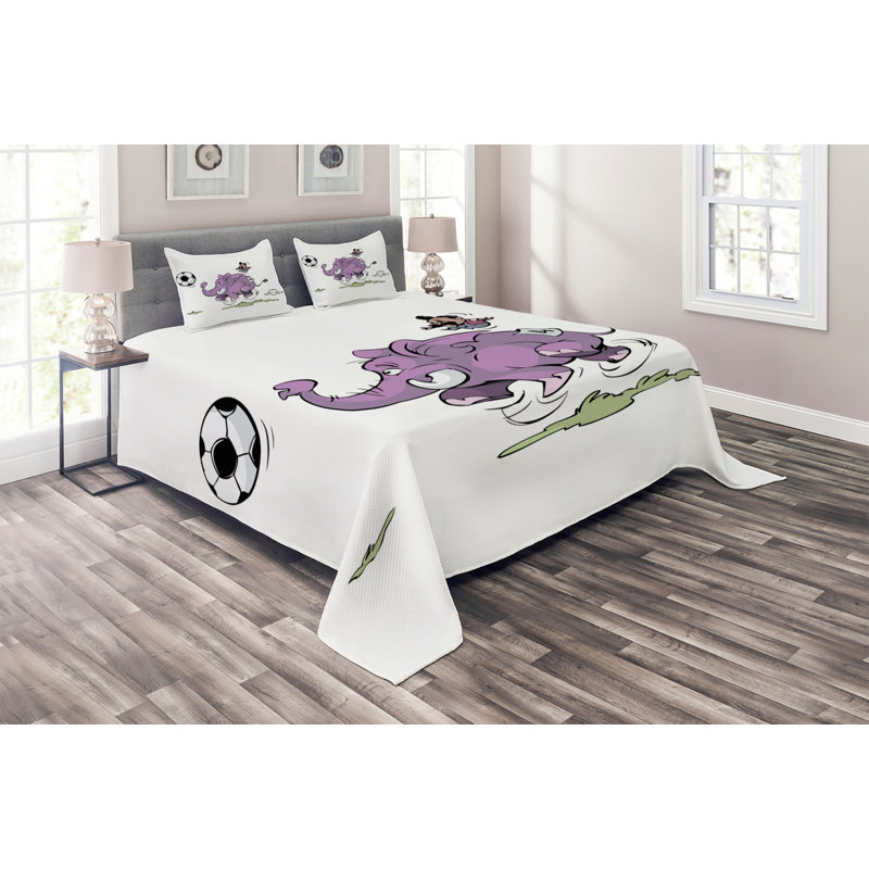 Elephant Polyester Coverlet, King Bedspread + 2 Shams