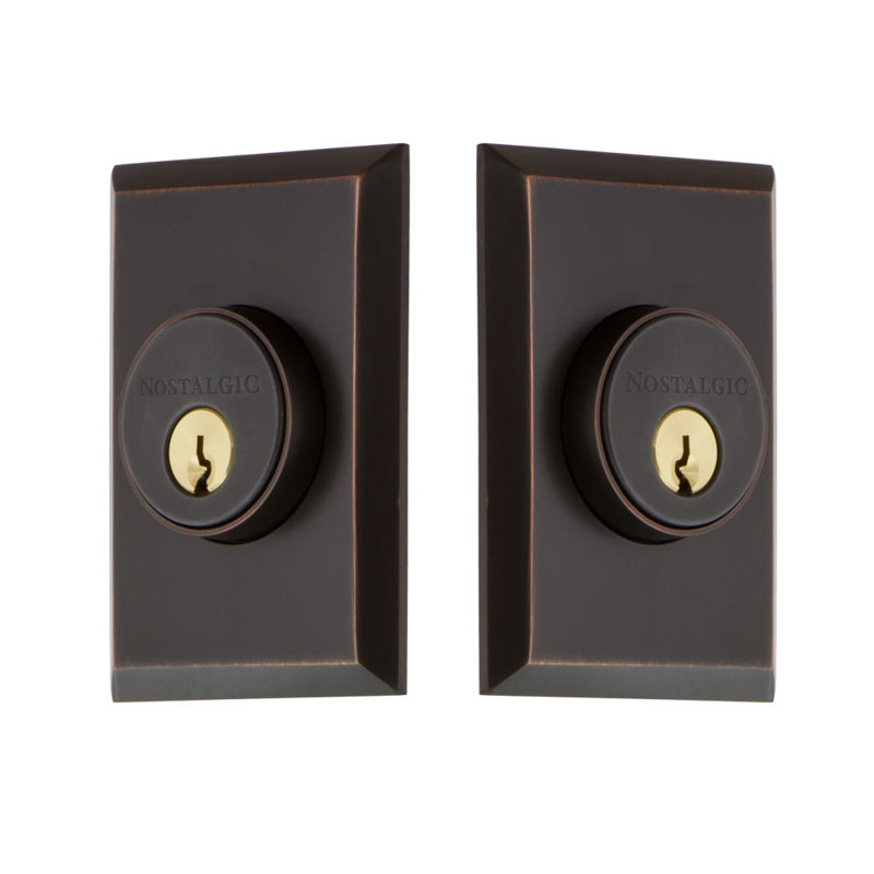 Nostalgic Warehouse New York Plate Double Cylinder Deadbolt, 2.75, Timeless Bronze