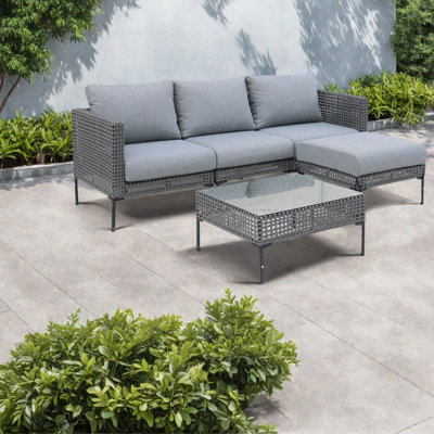 Canapés de patio peu encombrants, ensemble moderne en métal 4 pièces pour la cour