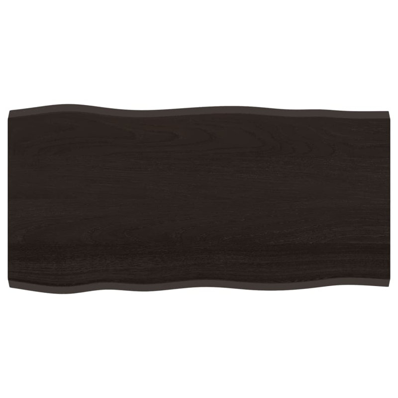 Table Top Solid Wood Oak, 2cm H x 100cm W x 50cm D, Dark Brown