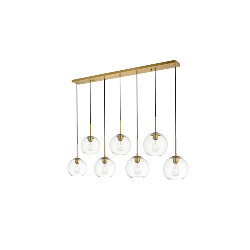 54 Inch Pendant Clear Shade, Brass