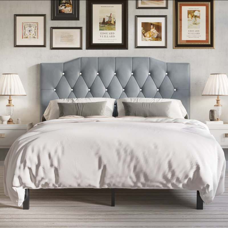 Dshawn Upholstered Panel Bed, Full/Double, Light Gray