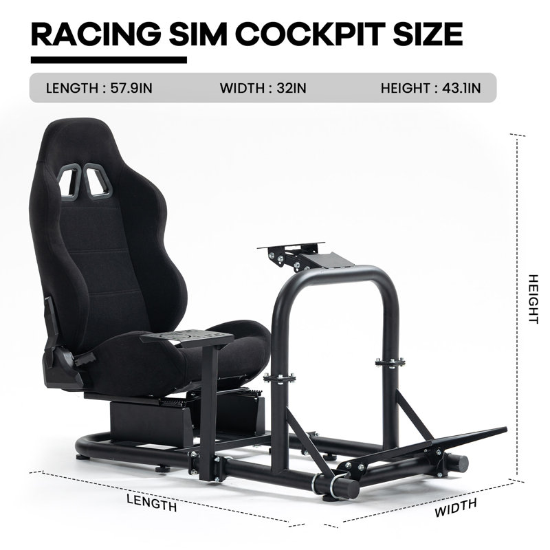 Anman Racing Wheel Stand with Black Seat, Fit for Logitech G25 G27 G29 G920 G923 Thrustmaster Wheel Shifter
