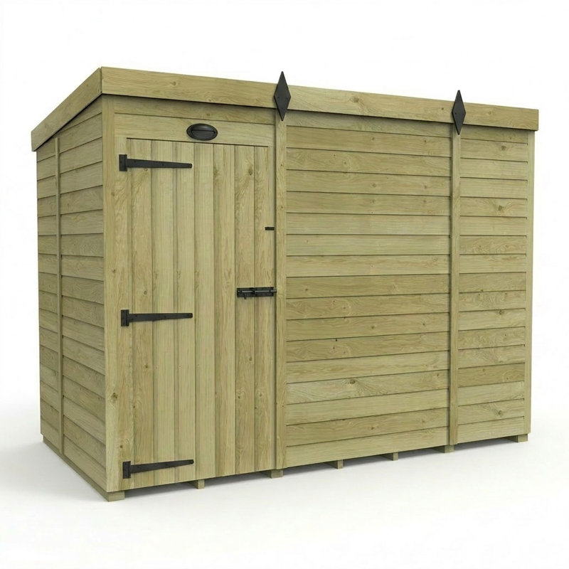 Total Sheds 9ft x 5ft Pent Garden Shed - Single Door - No Windows - Pressure Treated Timber - UK Manufactured