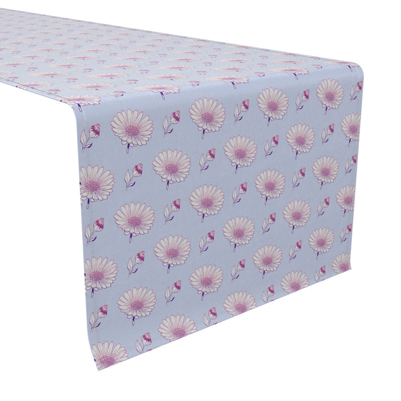 Fabric Textile Products, Inc. Table Runner, 100% Cotton, 16X72", Delicate Flower Illustration