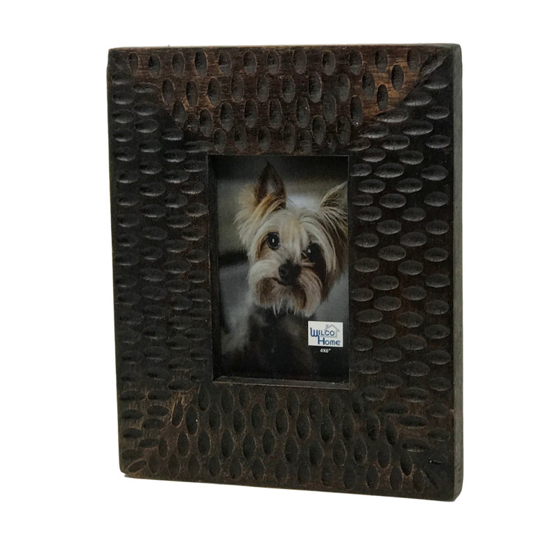 Brown Wood Embossed Picture Frame, 4" x 6"