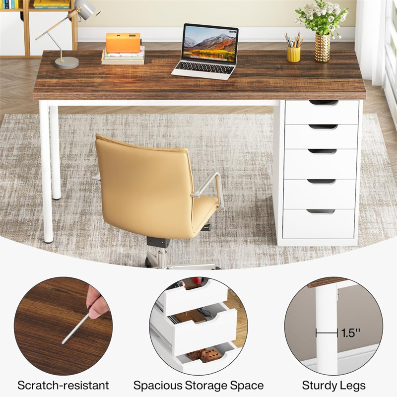 Bureau d'ordinateur avec 5 tiroirs (sans la chaise)