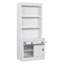 Modern Bookcase with Sliding Doors and Open Shelves, 83.4"Tall Storage Bookshelf with LED Lighting