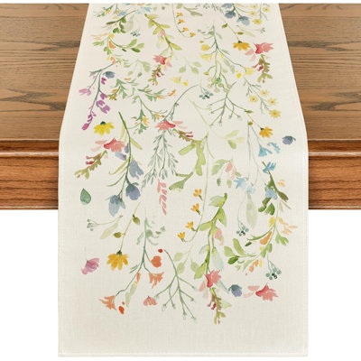 Chemin de table Wildflower - Multicolore - Lin floral pour le printemps et l'été