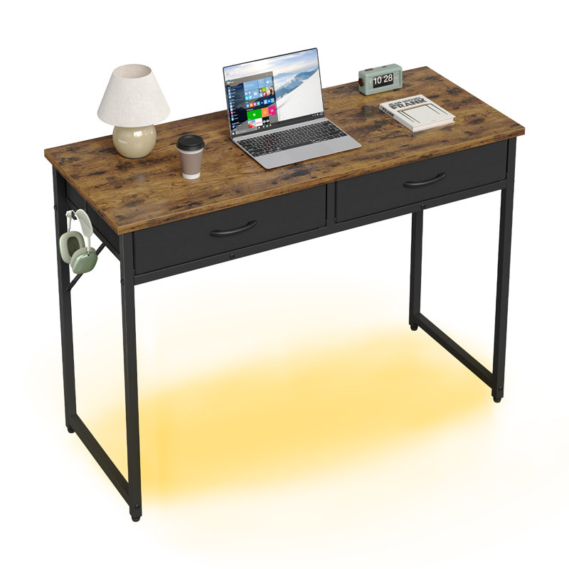 Metal Base Computer Desk, Rustic
