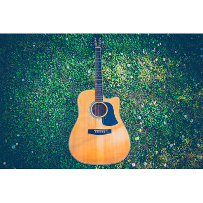 Close-up of Guitar in the Grass 1 Piece Wall Art on Canvas