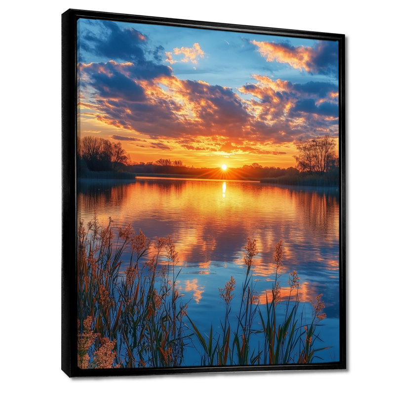 Gracynn campagne campagne au coucher du soleil II - paysage, art mural, H 20 po x l 12 po, Reproduction avec cadre flottant