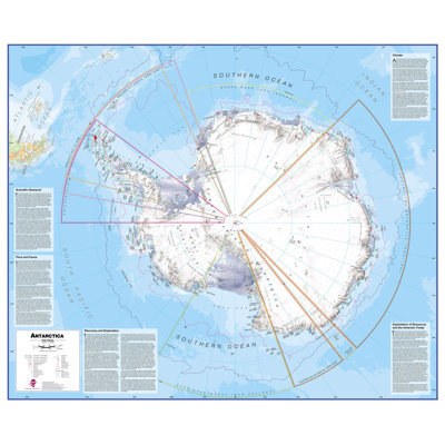 Large Antarctica Wall Map Political - No Frame Print