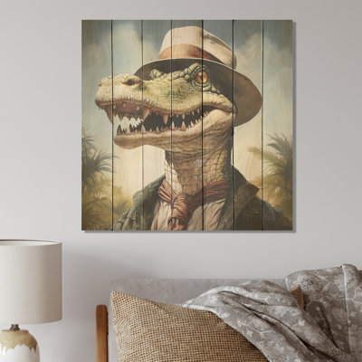 Alligator de campagne en costume II - Crocodile sur bois