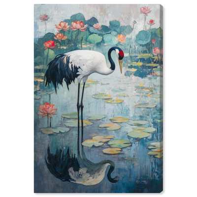 Crane in Lilies II, toile élégante par Crane 