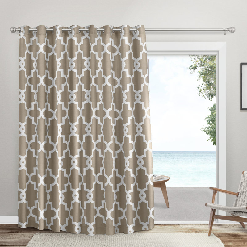 Ironwork Room Darkening Curtain Single Panel, Beige