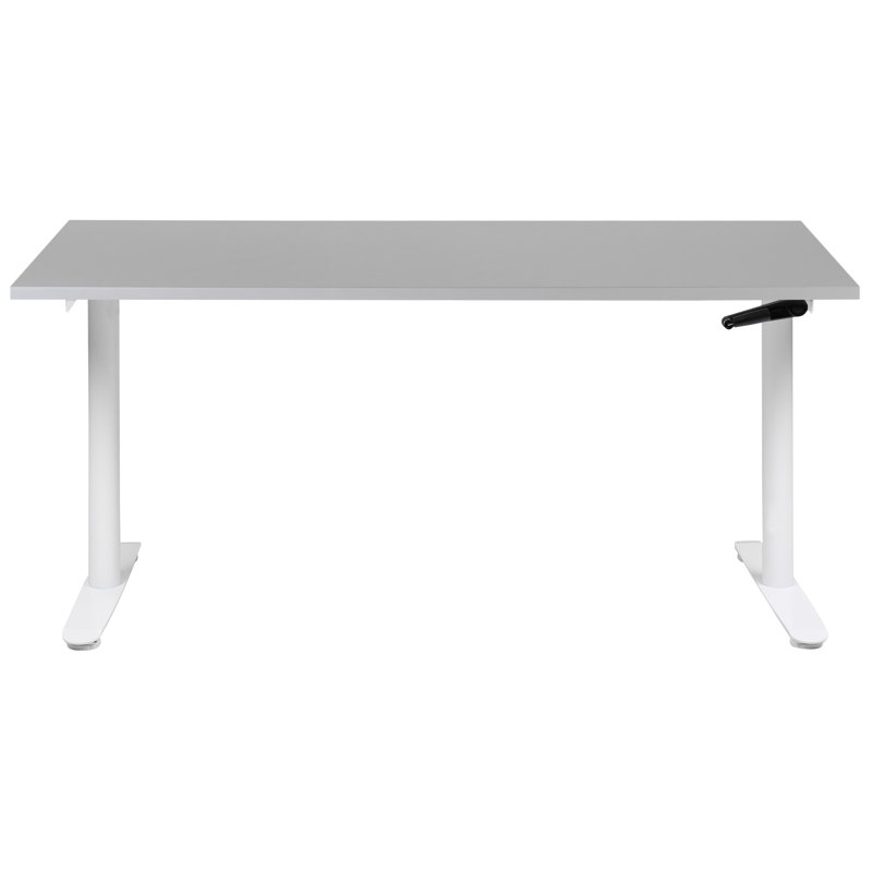 Amarianna Adjustable Metal Base Standing Desk, White, 119cm H x 160cm W x 72cm D, Grey