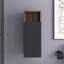 32 In. Black & Walnut Wall-Mounted Bathroom Floating Side Cabinet