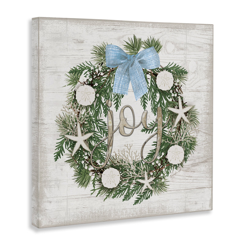 «Coastal Christmas Joy Wreath», art mural par Jennifer Pugh, H 36 po x l 36 po